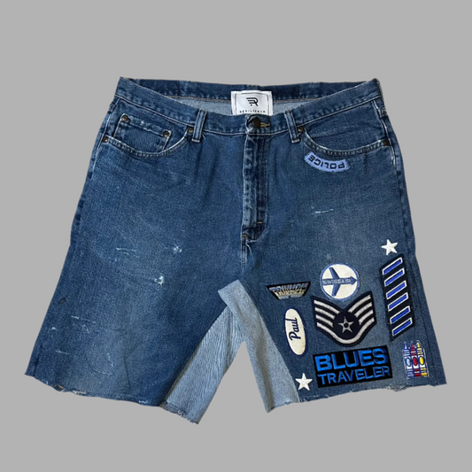 Patchwork Jorts Blue Tactic