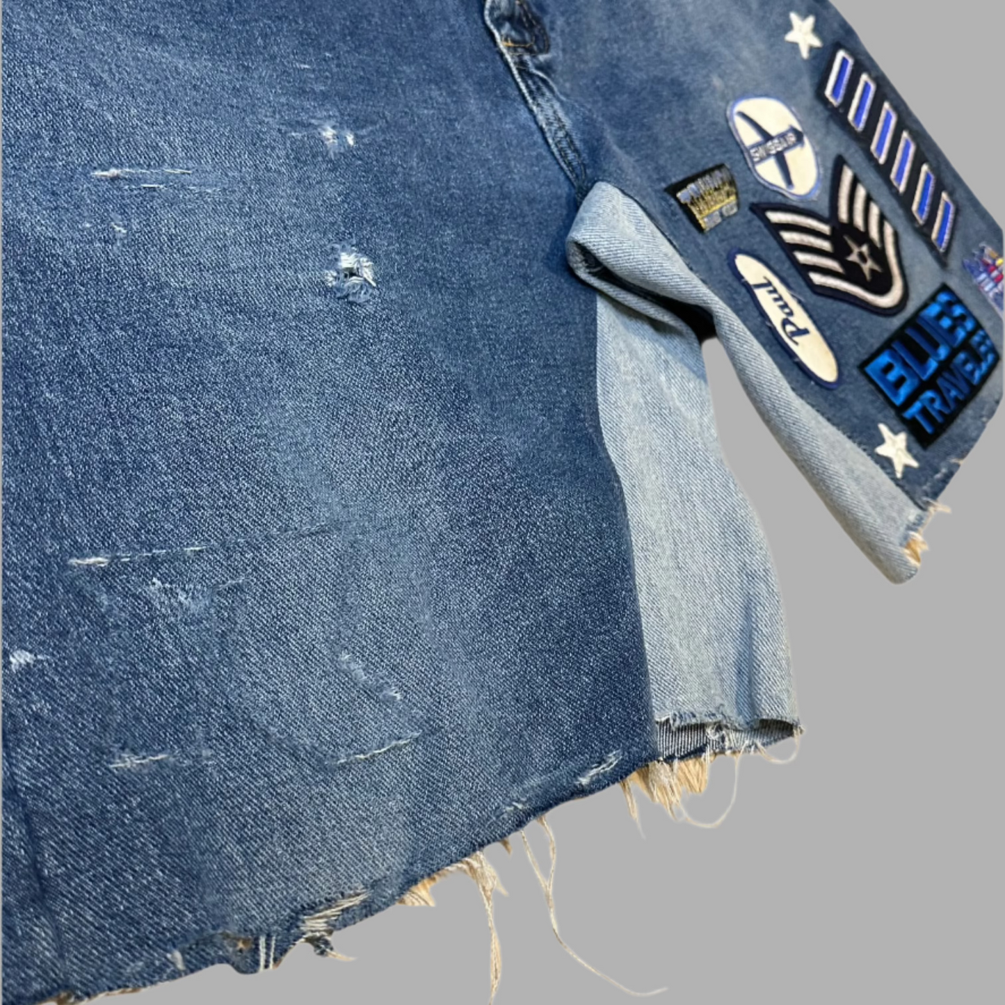 Patchwork Jorts Blue Tactic