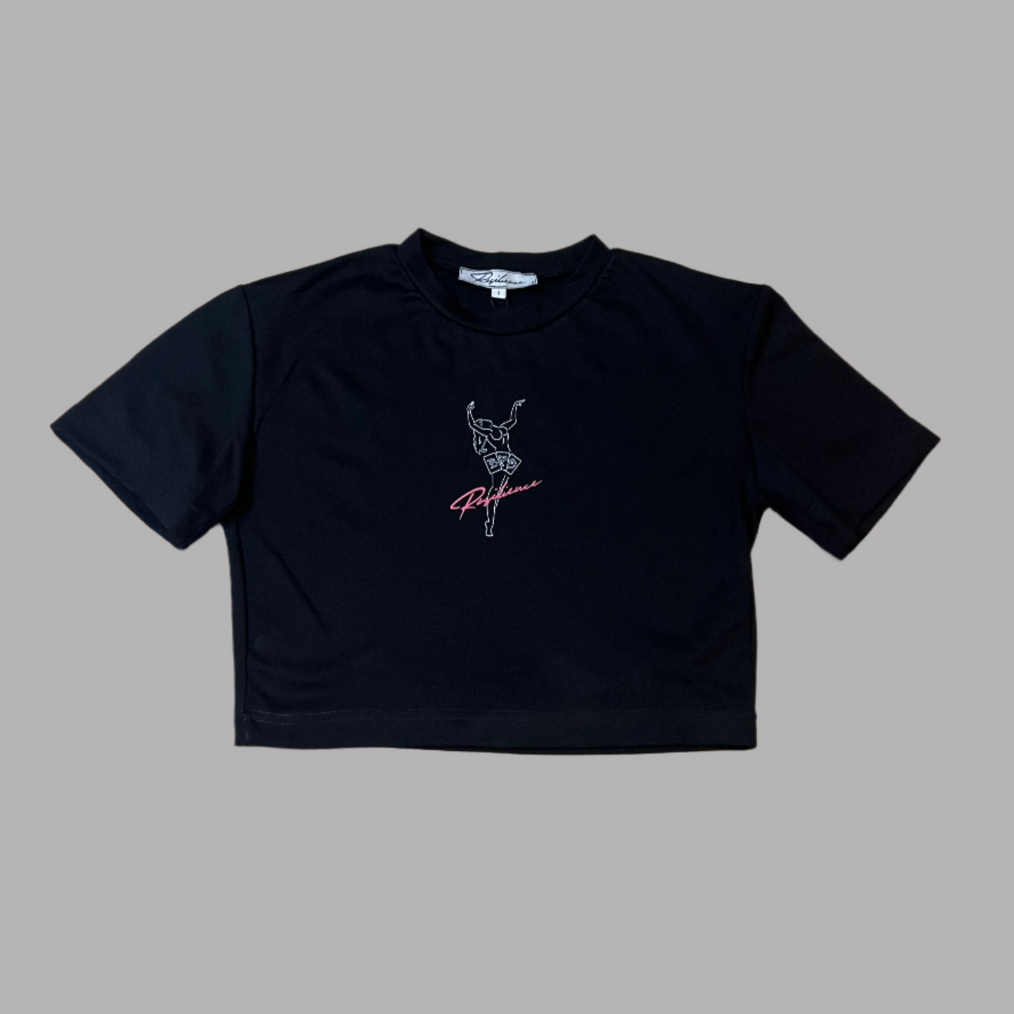 Handmade Lady of Chance Crop Tee Black